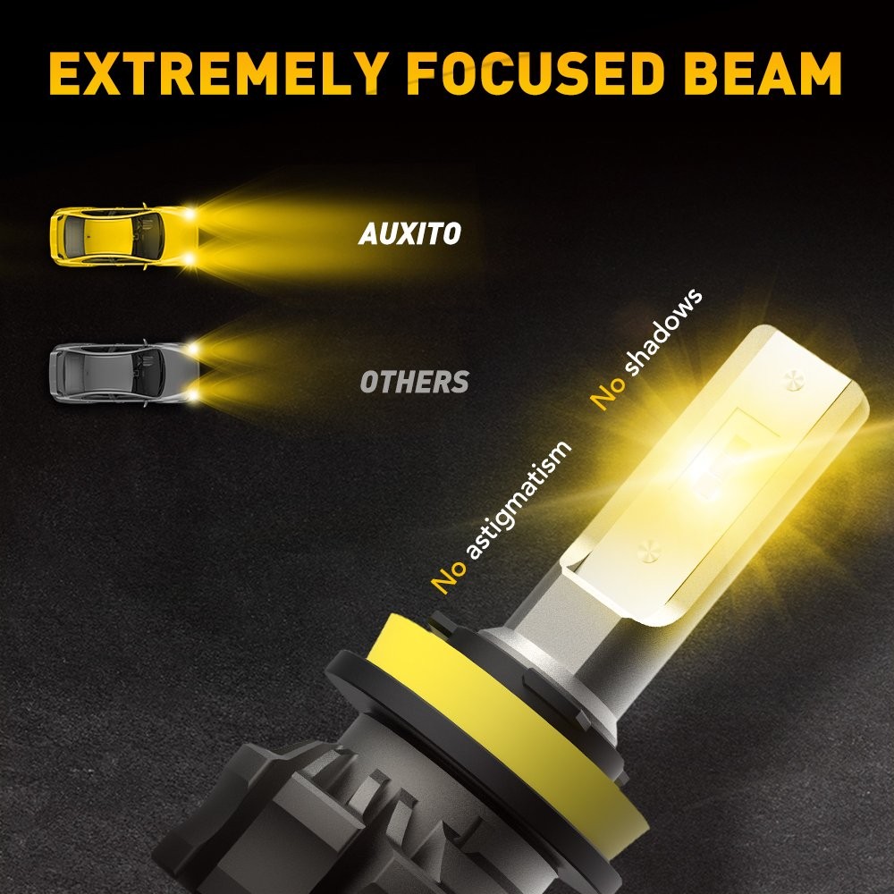 2-20X LED Fog Daytime Running Light Bulb H8/9/11 3000K Amber Super Bright AUXITO
