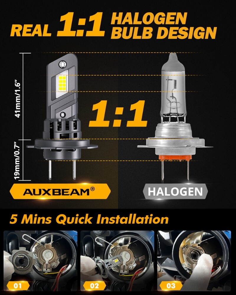 For Subaru Legacy 2008 2009 AUXBEAM Canbus LED Headlight High Low Beam Fog Light