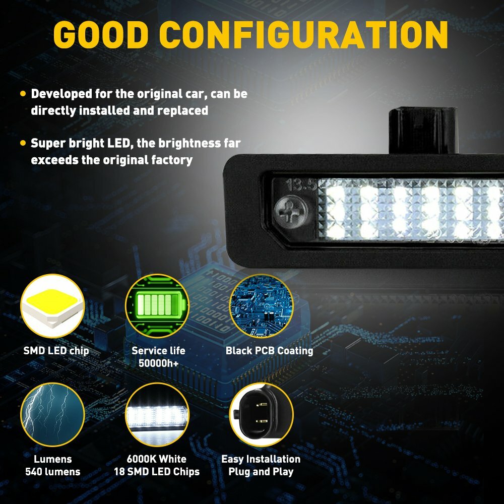 For Lincoln MKS MKT MKX MKZ White LED License Plate Light Tag Lamps 6000K Bright
