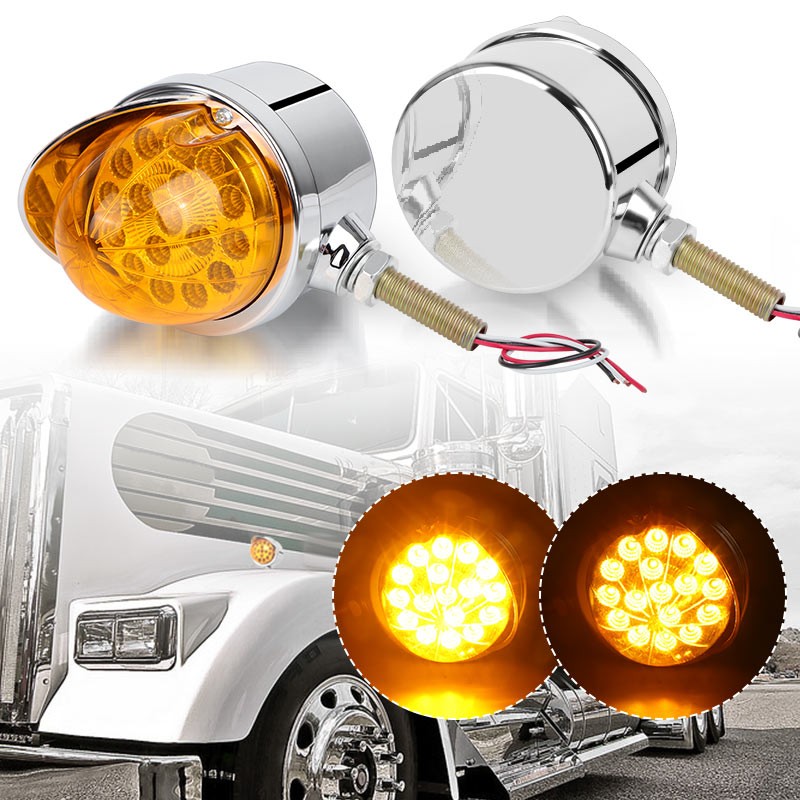 2X Amber LED Fender Lights Watermelon Side Marker Turn Signal Truck Trailer RV
