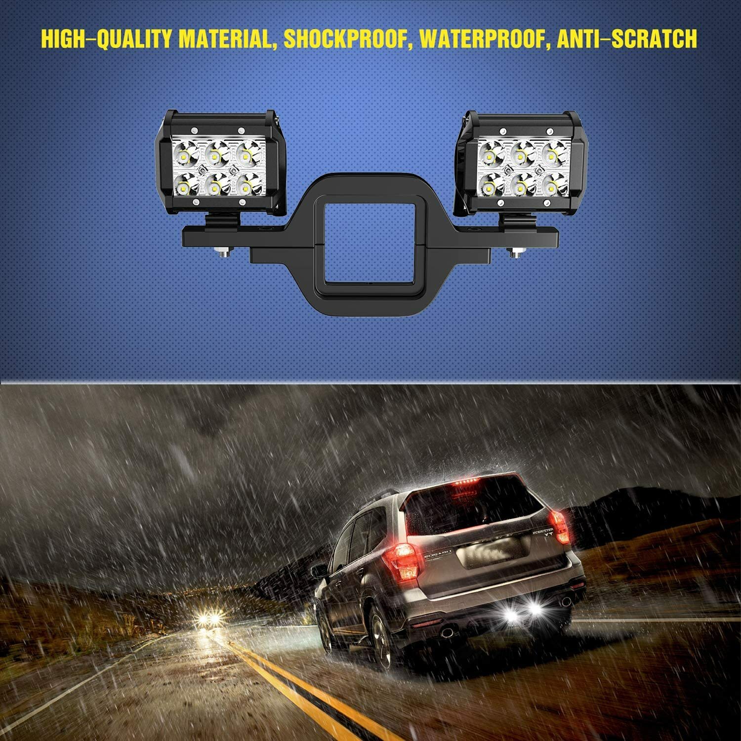 2PCS Tow Hitch Bracket 2.5″-3″ Universal Mounting Kit Reverse LED Work Light Bar