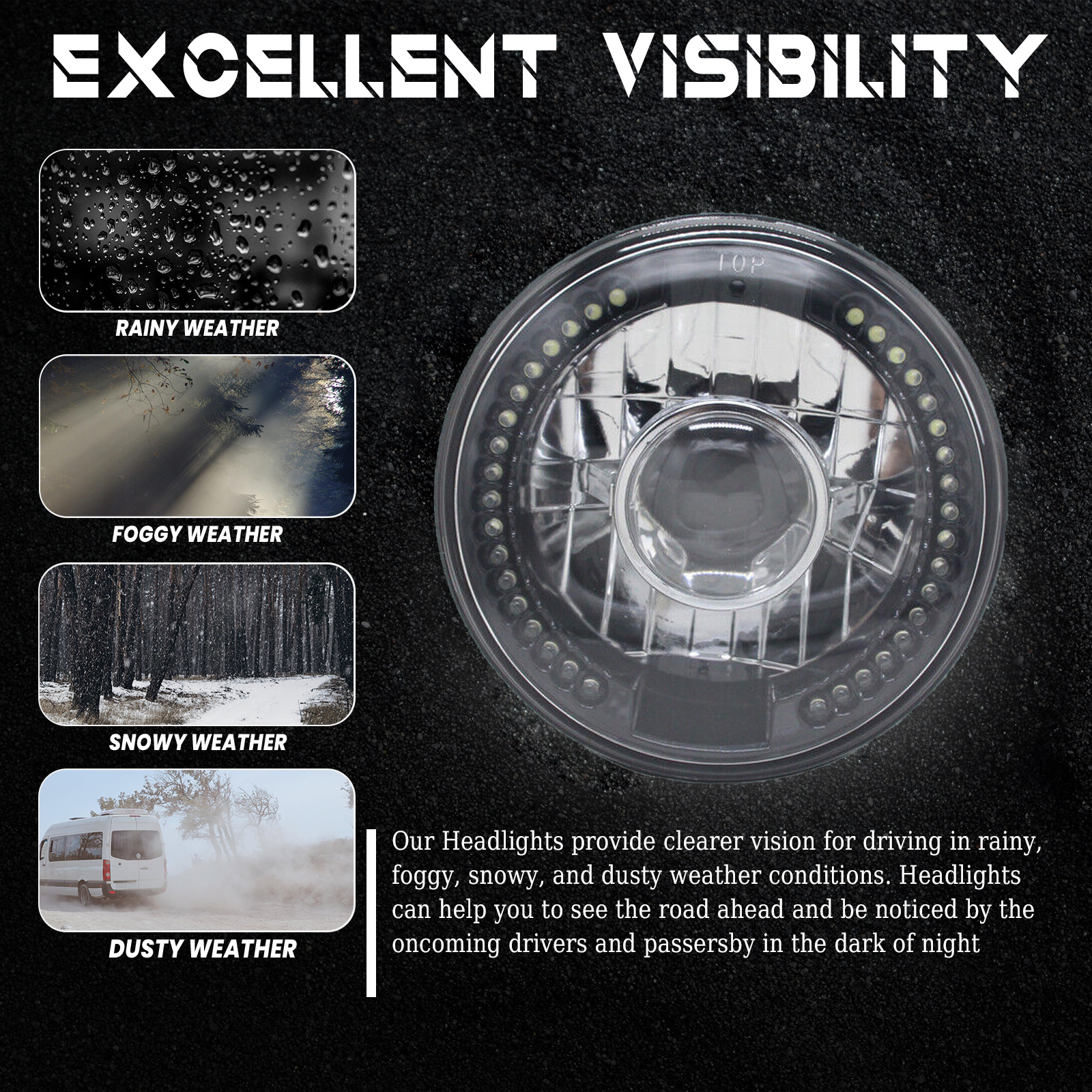 Pair 7″ Inch White LED Halo Chrome Housing Headlights For 2003-2007 Jeep Liberty