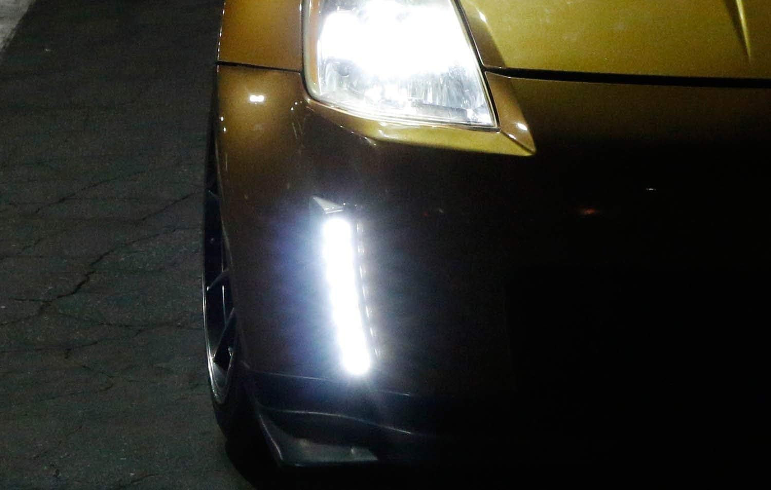 For 2003 2004 2005 Nissan 350Z LED DRL Gray Lens Fog Lights Lamps w/wiring