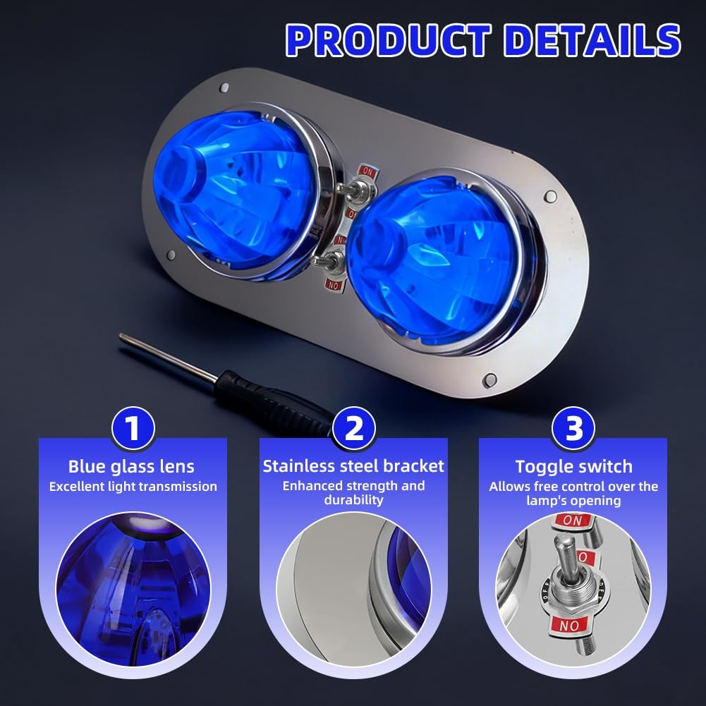 Peterbilt 359 379 389 W900L Blue Watermelon Light Bracket Kit with Switch