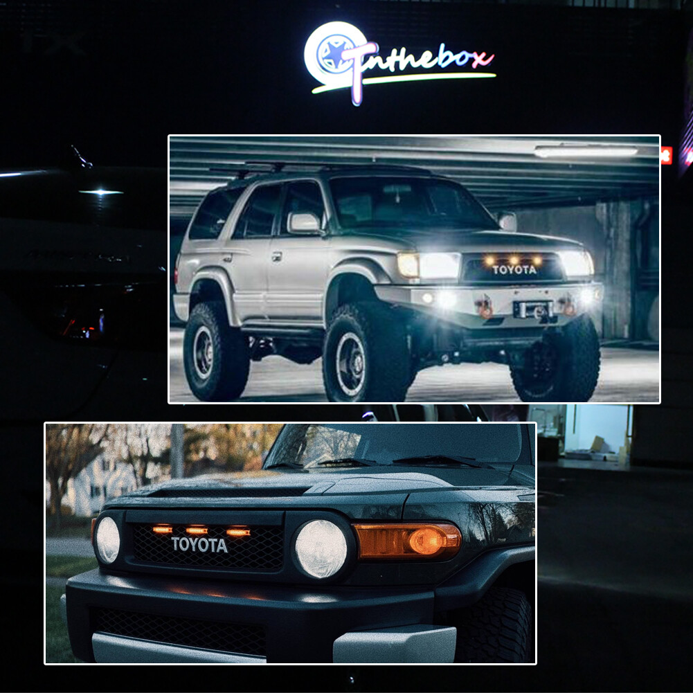 Smoke Lens Amber LED Front Grille Running Lights Kit For 07-14 Toyota FJ Cruiser