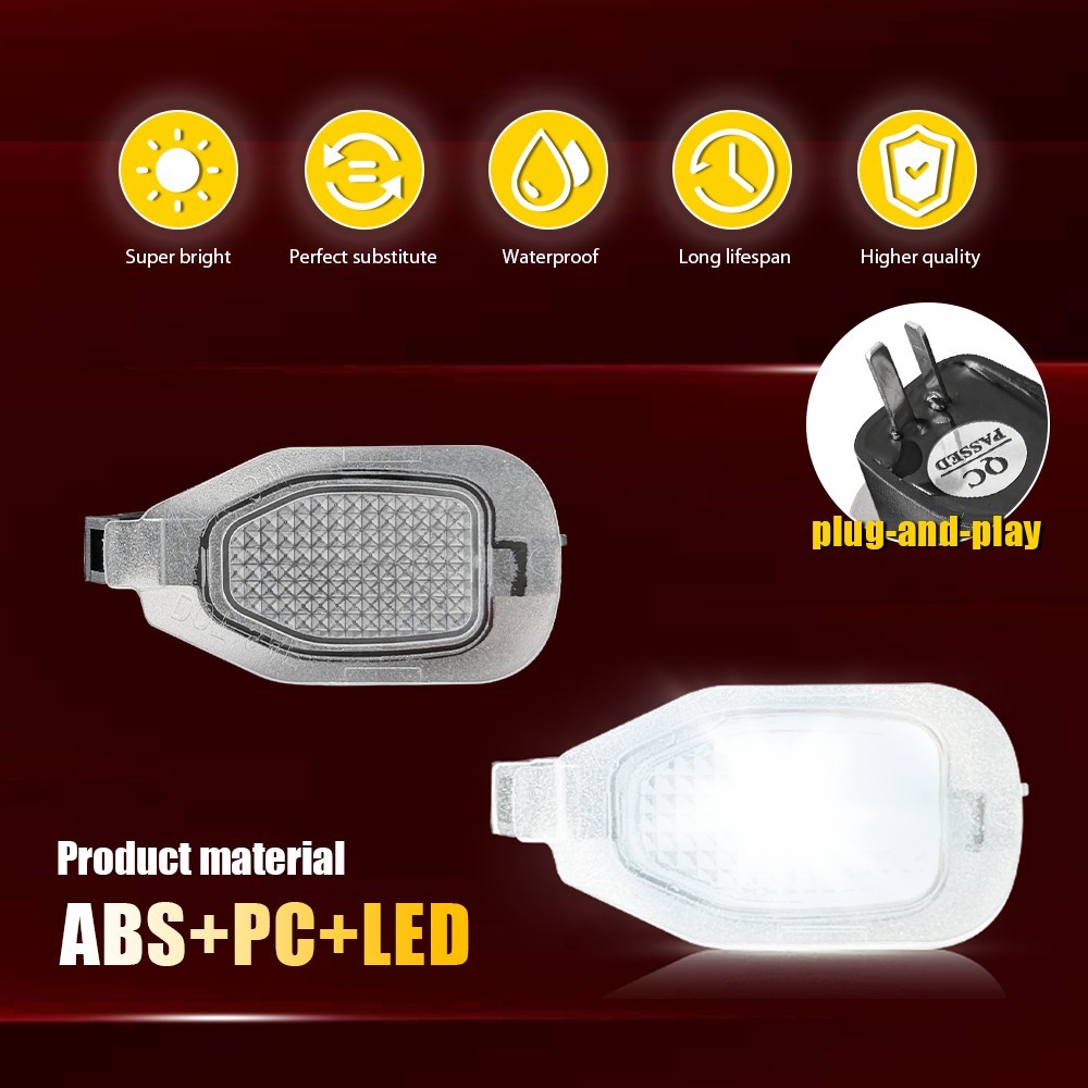 Front Left & Right White LED Clear Lens For 2013-2014 Mustang Under Mirror Lamps