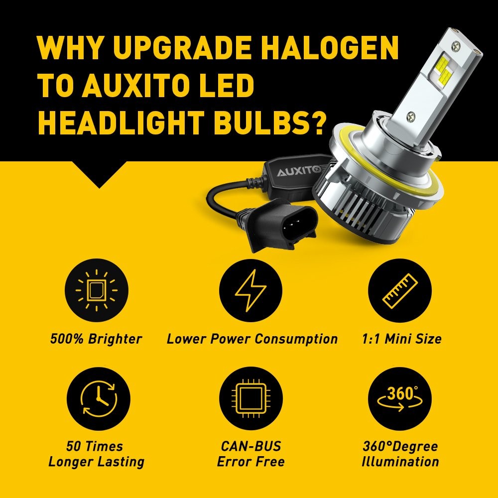 2-20X AUXITO 9008 H13 LED Headlight Bulb Hi Low Beam 6500K White Lamp Canbus Y19
