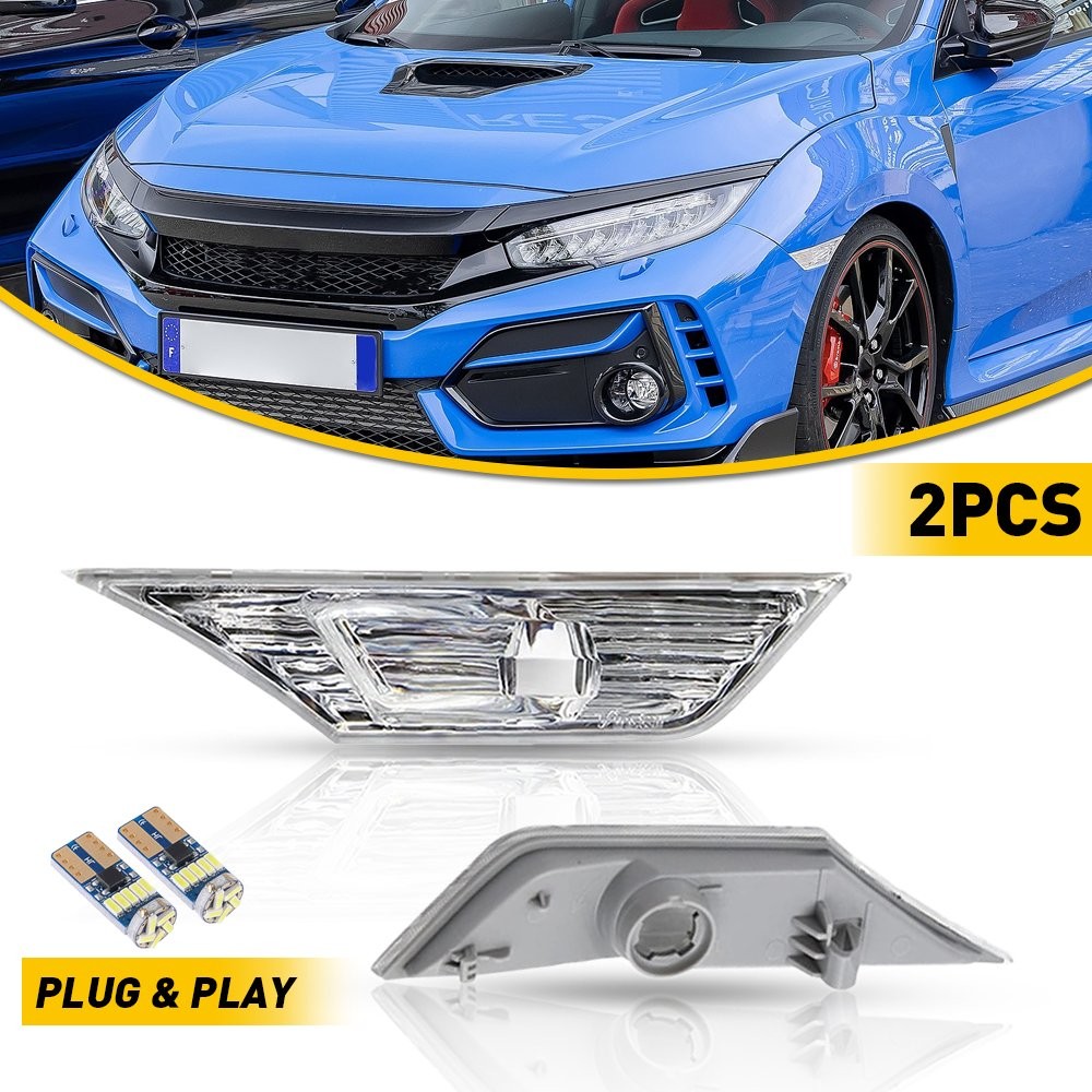 NEW Front Fender Side Marker Light Lamp Lens Set RH LH for 2016-2021 HONDA CIVIC
