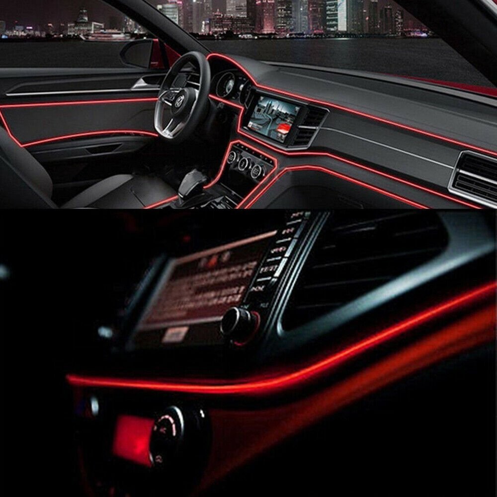 5M Red LED Car Interior Decorative Atmosphere Lamp Wire Strip Light Accessories
