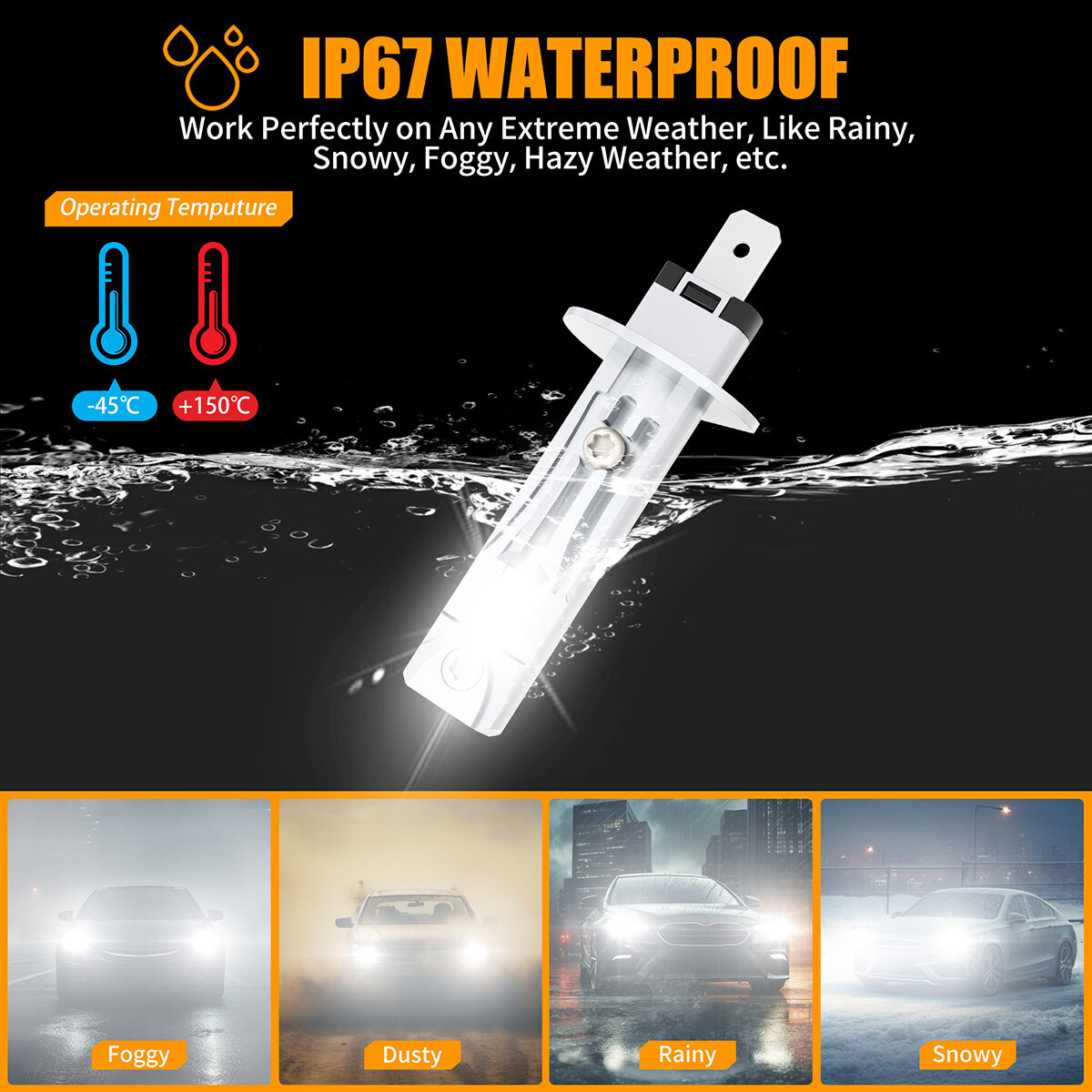 4pcs H1 LED Headlight Bulbs High Low Beam Bright 6500K White CANBUS 330000LM