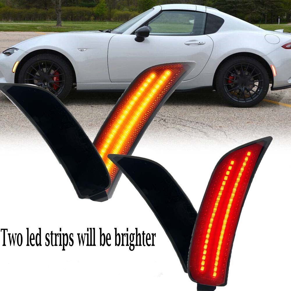 4Pc LED Side Marker Light Indicator Black Lens For 2016-2022 Mazda MX-5 Miata