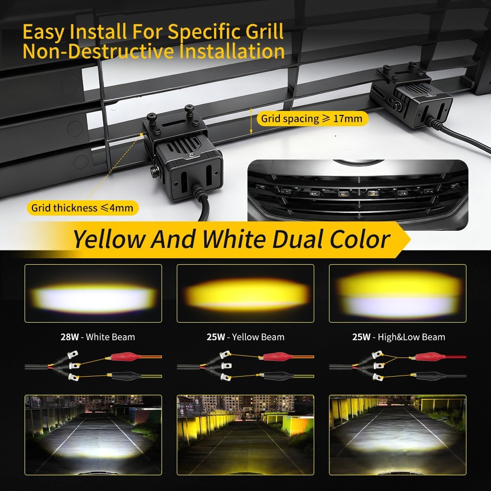 2PC 160W Grile LED Light Pods Car Front Headlight Motorcycle ATV UTV Fog Offroad
