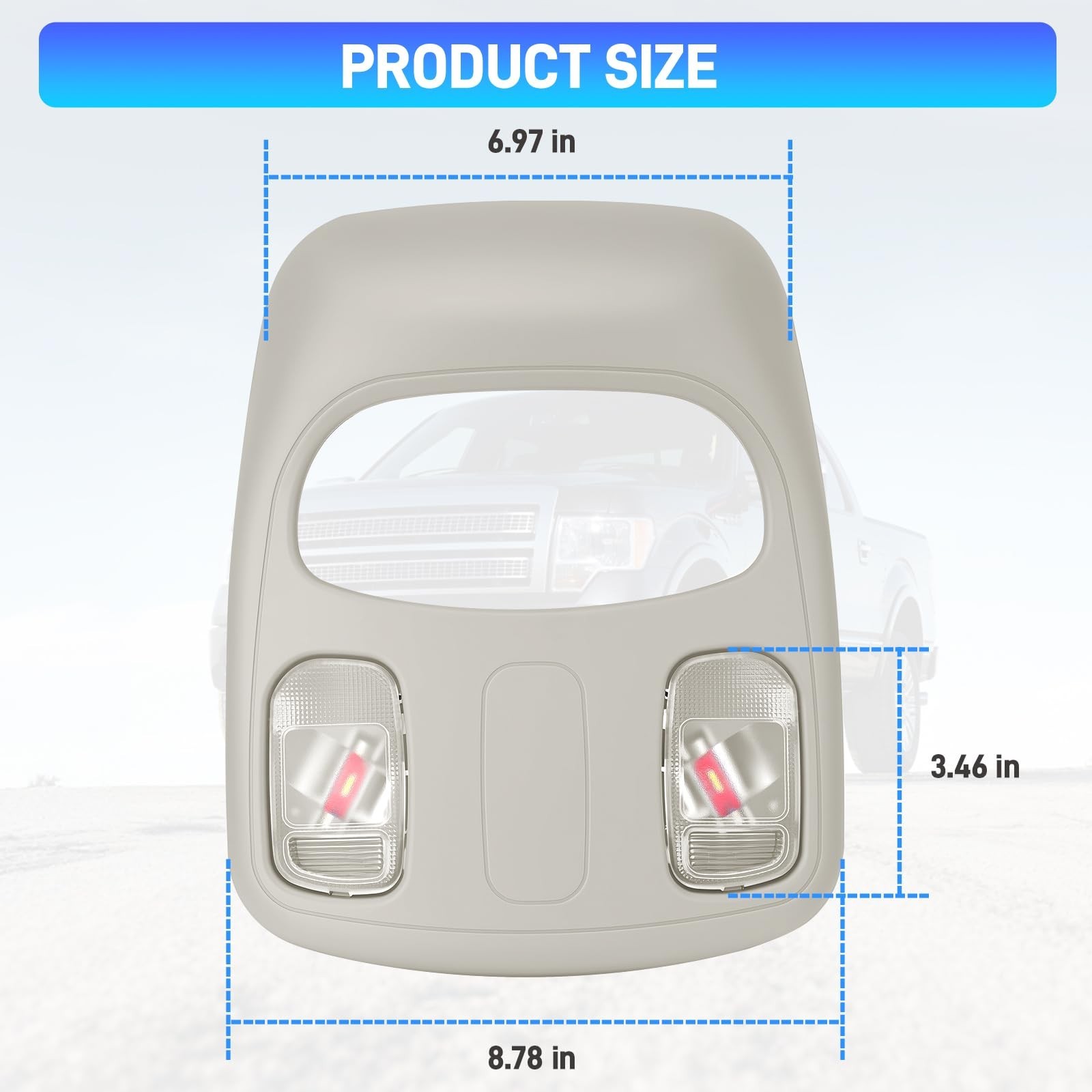 Upgraded LED Overhead Dome Light for Dodge Ram 1500 2500 3500 4500 5500 (Gray)