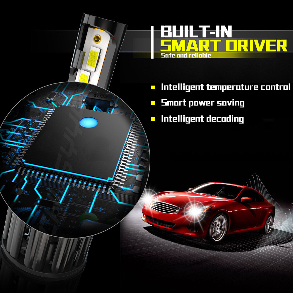 H13 9008 LED Headlight Bulbs Kit 100W 20000LM High & Low Beam Super Bright White