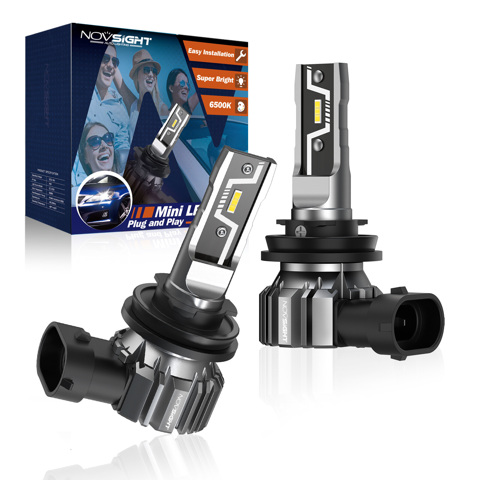 H11 LED Headlight Bulbs 6500K Xenon Cold White 10000LM Halogen Replacement Bulb