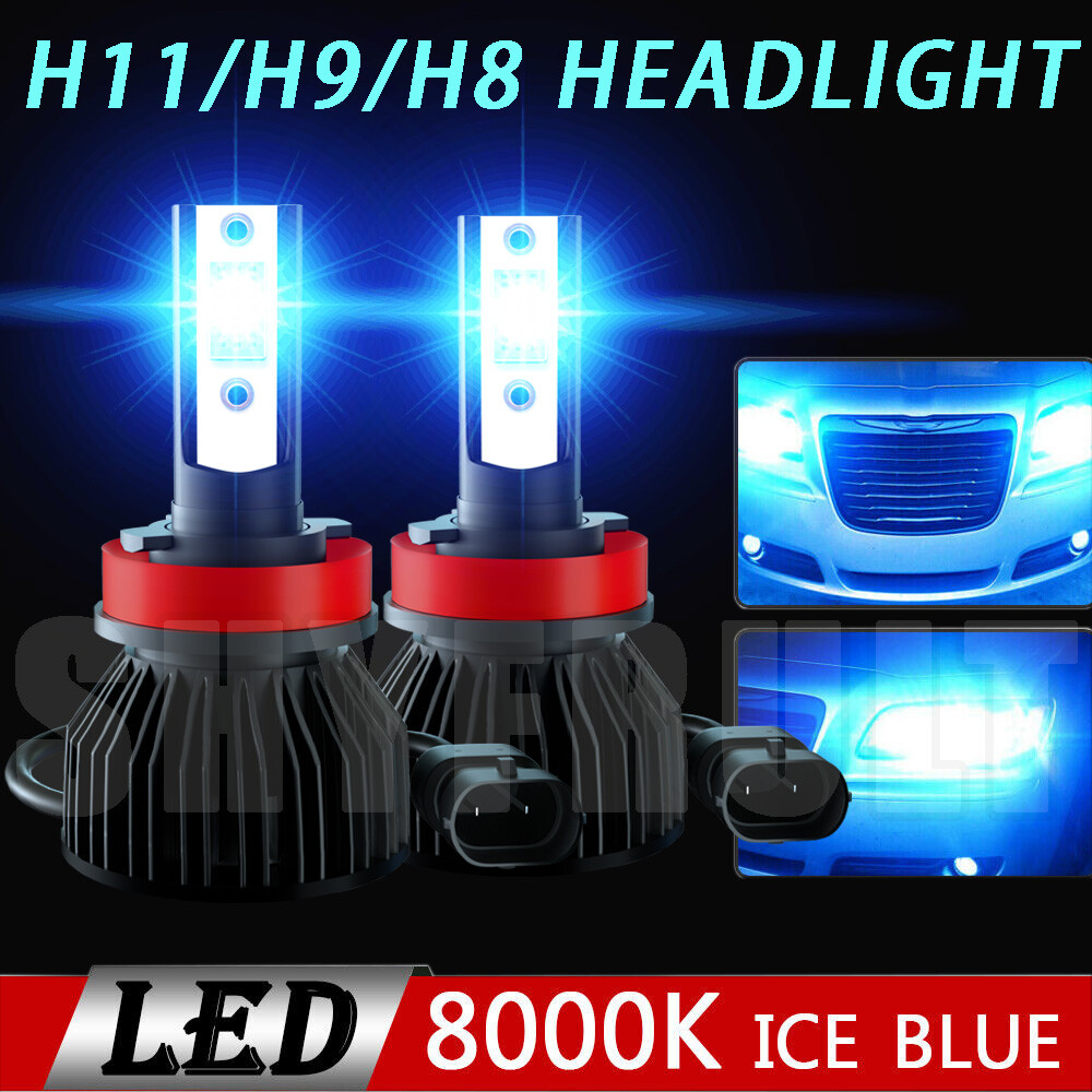 H11 LED Headlight Super Bright Bulbs Kit ICE Blue 8000K 330000LM High-Low Beam