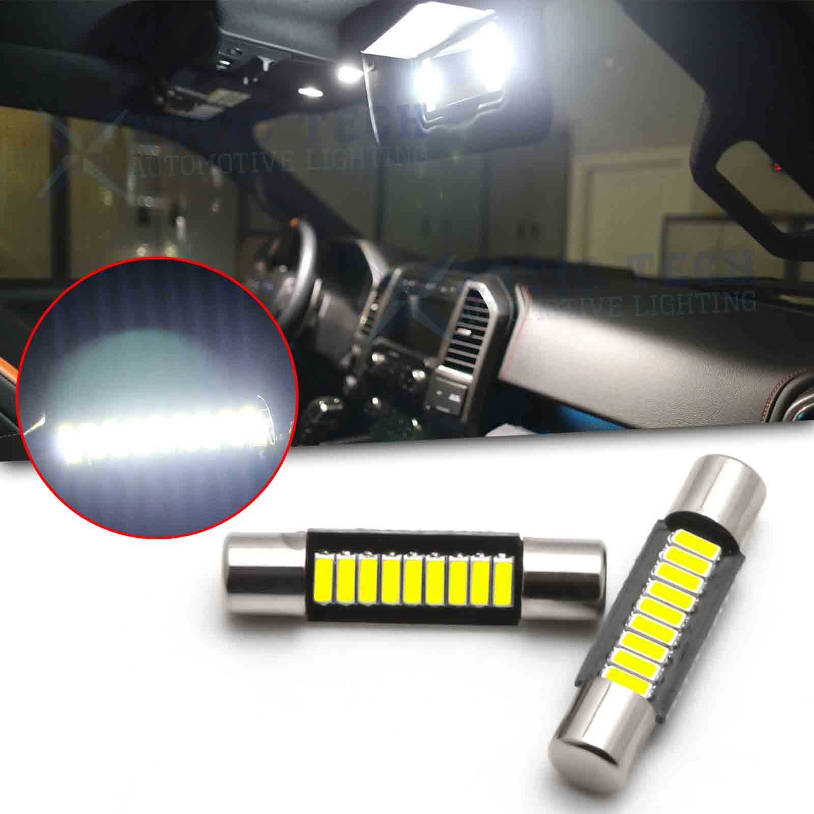 2x Pure White 29MM 6411 Bright 9-SMD LED Fuse Sun Visor Vanity Mirror Light Bulb