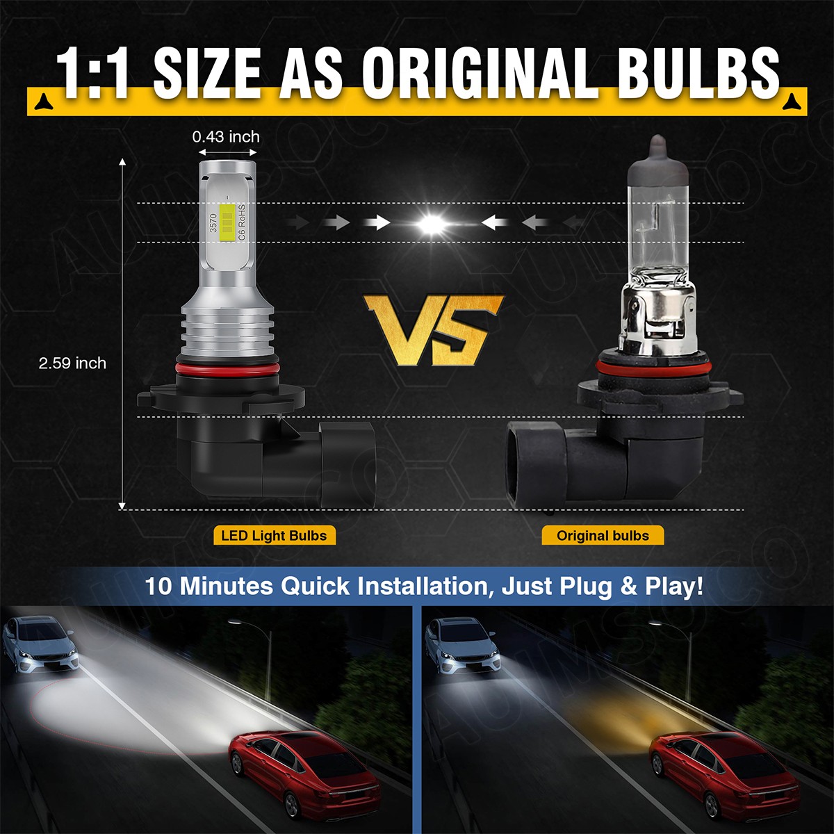 LED Headlight Bulbs For Ram 5500 2011-2018 2/4-Door 36000LM High Low Fog Beam 6x