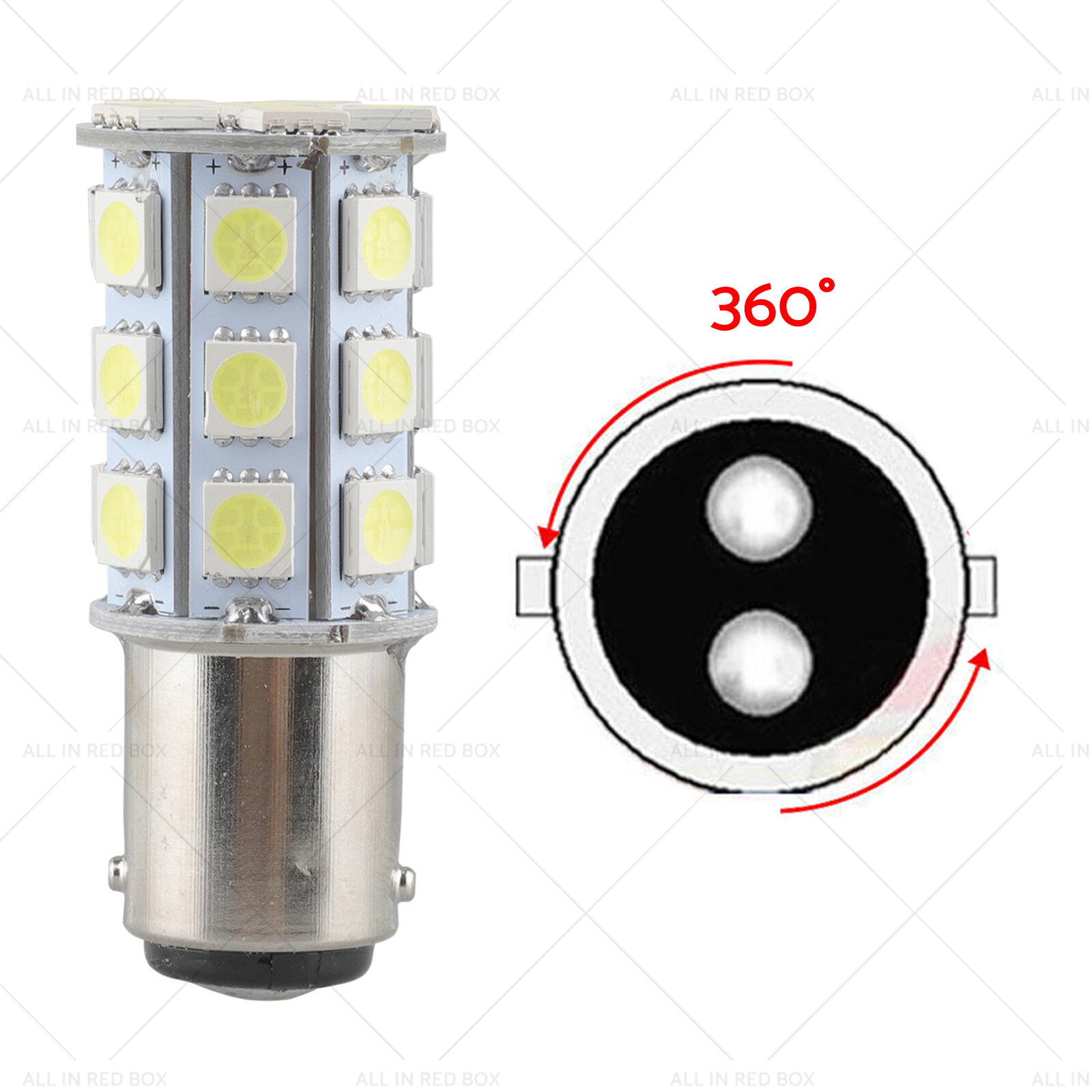 2x 12V BA15D LED White 27 SMD 5050 Suitable for Caravan Car Auto Indicator