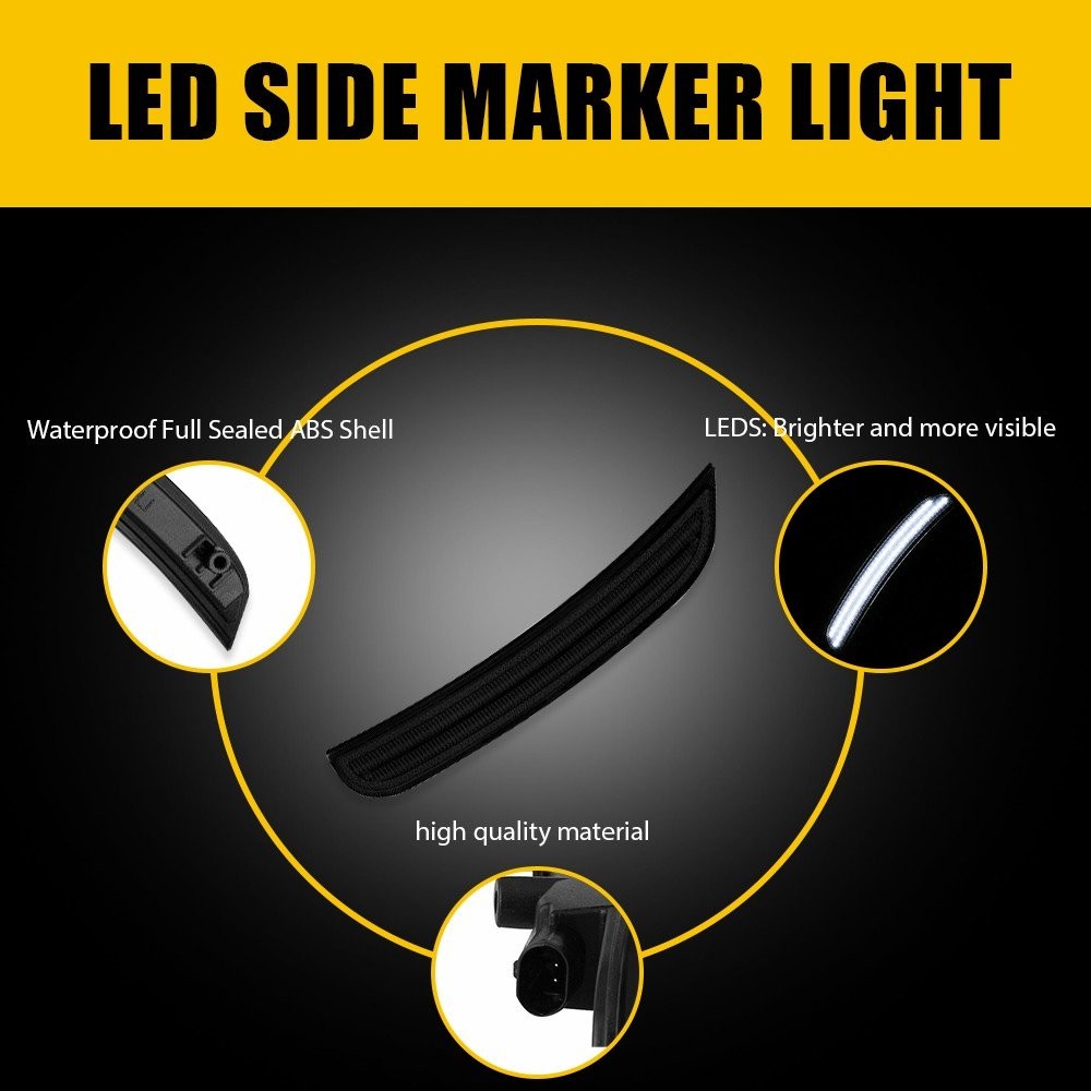 For Dodge Charger 2015-2023 Front Rear Side Marker Light Lamps Smoked LED EOOR