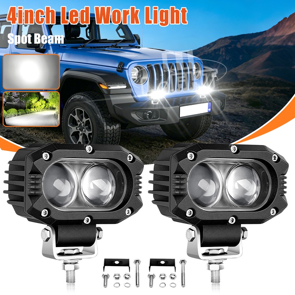 2X 4″ 48W Cube Pods LED Light Bar Driving Reverse Combo Offroad 4WD E-bike Motor