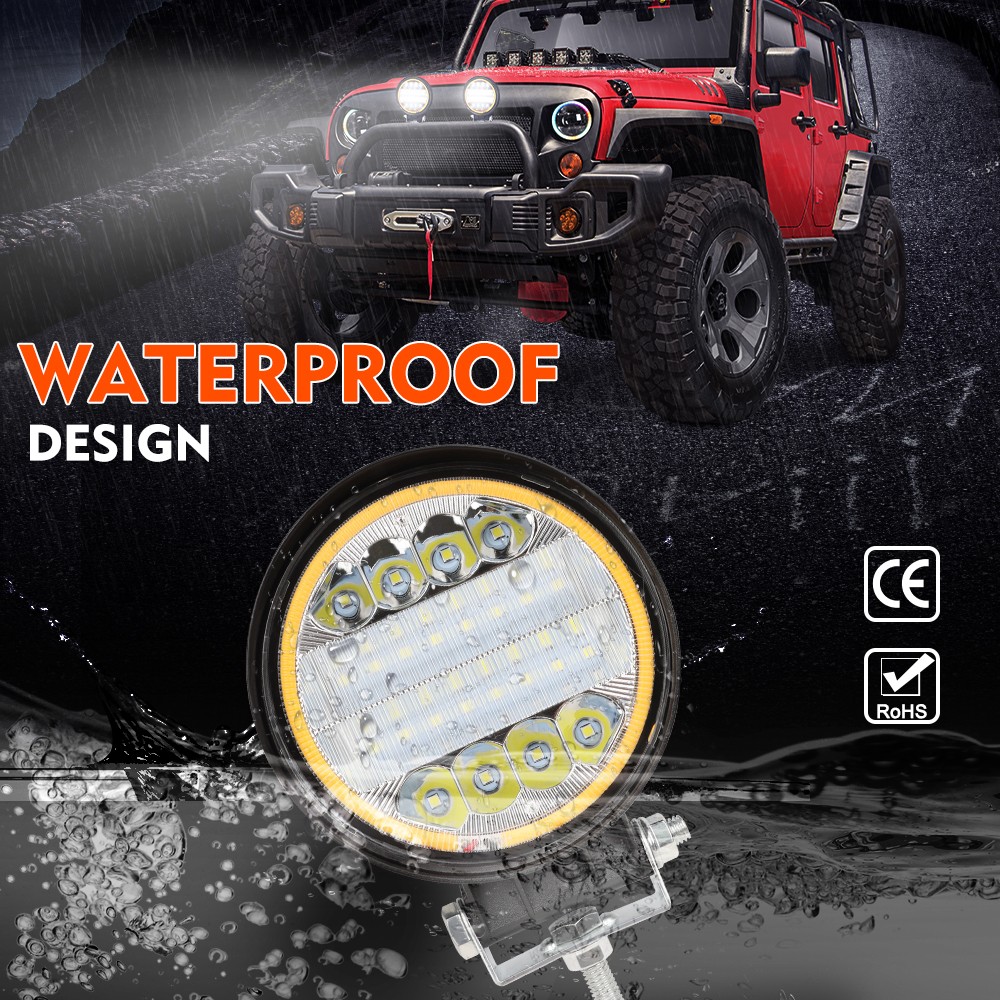 5″ White/Amber LED Work Light Bar Round Pods Fog Lamp Offroad Driving Strobe DRL