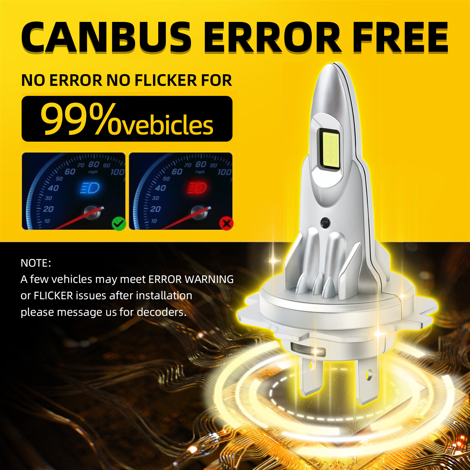 Canbus Super Bright H7 LED Headlight Kit High Low Beam 12000LM 6000K Super White
