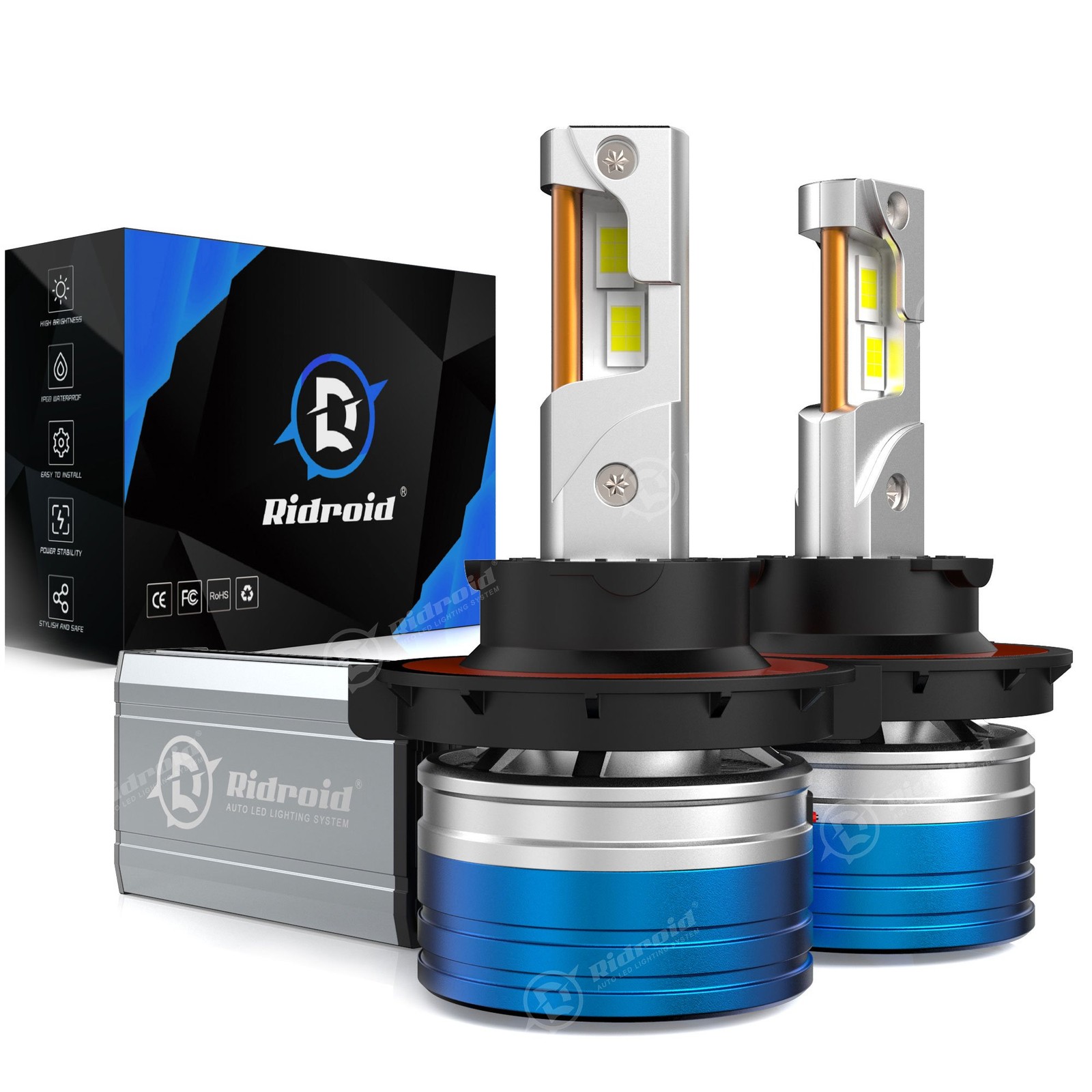 H13 9008 LED Headlight Bulbs Kit High Low Beam 6500K Super Bright White 720000LM