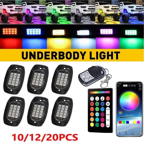 Waterproof 10/ 12/ 20 Pods 12V Motor LED Rock Underbody Light For Car Motorcycle