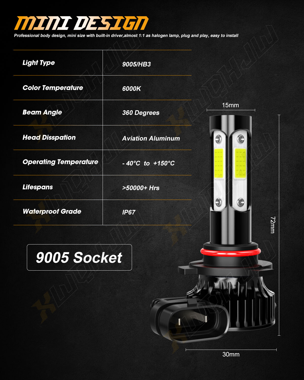 4x Combo 6000K LED Headlight Bulbs for Buick Lucerne 2006-2011 High Low Beam