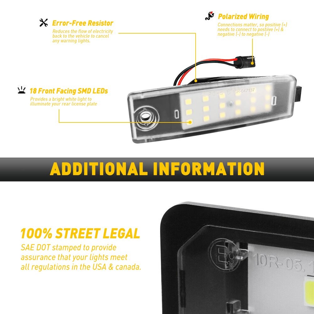 AUXITO 18LED Light License Plate Tag Lamp 6000K For 2008-2013 Toyota Highlander