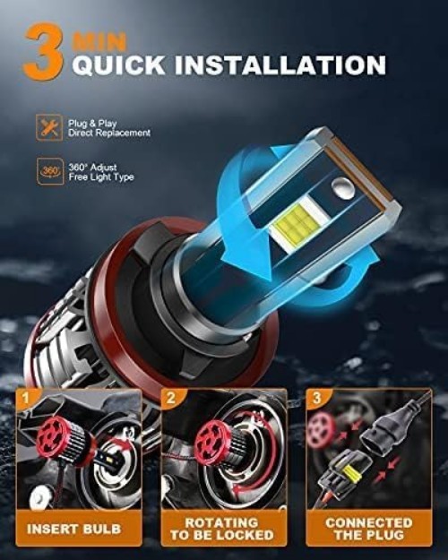 H11/H8/H9 Bulbs,80W 16000 Lumens Bright,6500K Cool White Fog Light Halogen Re…