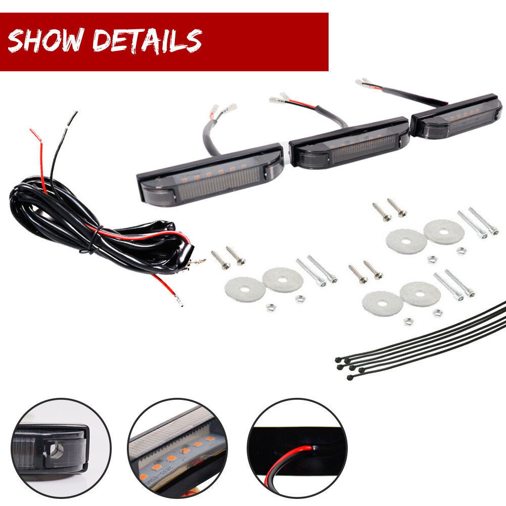 Smoke Lens Amber LED Front Grille Running Lights Kit For 07-14 Toyota FJ Cruiser