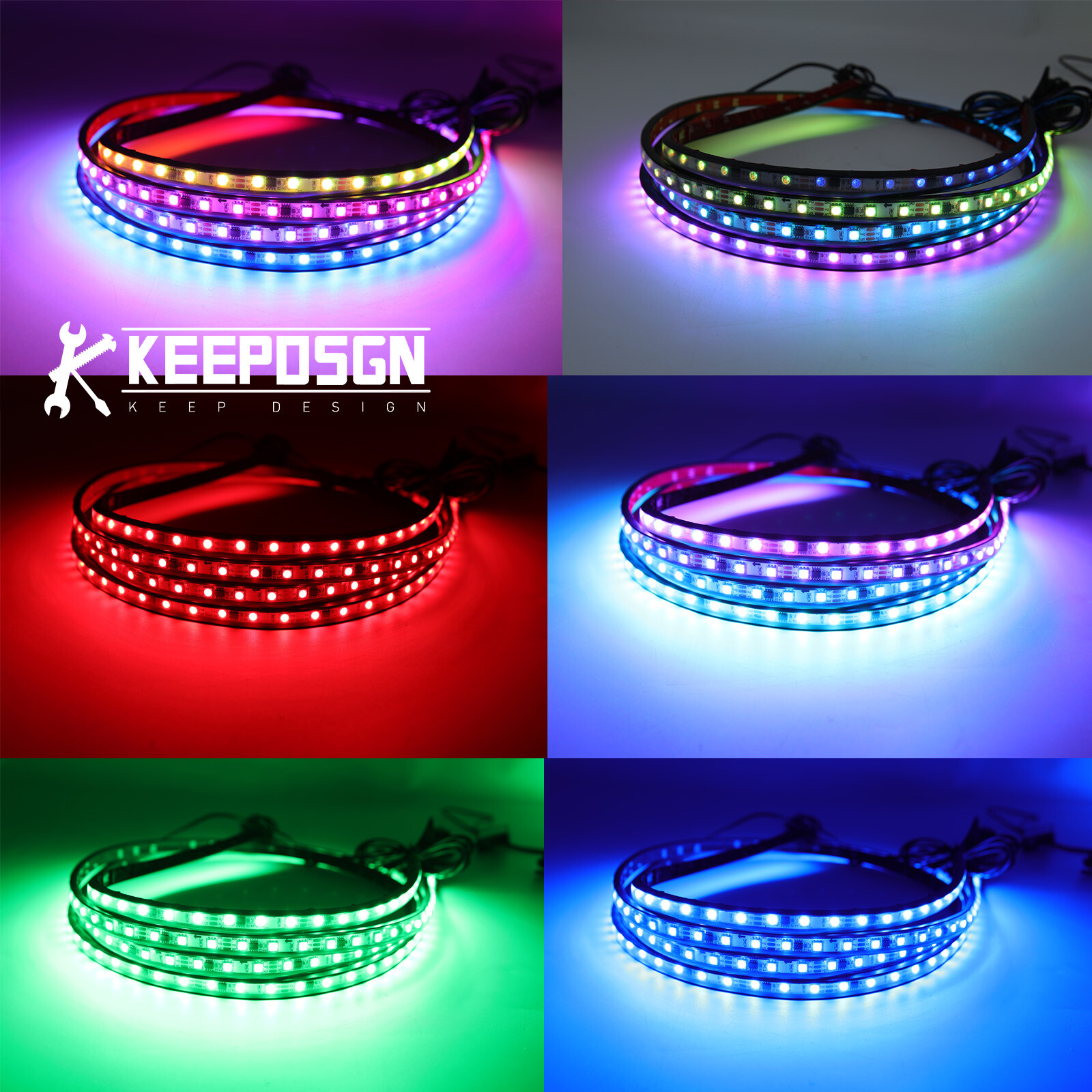 6 PCS RGB LED Underglow Lights LED Lighting Kit Neon Accent Strips For GMC Yukon