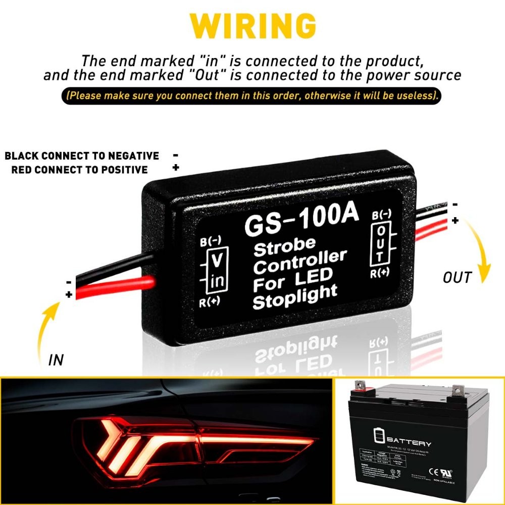 12V GS-100A LED Brake Stop Tail Light Strobe Flash Module Controller Box Module