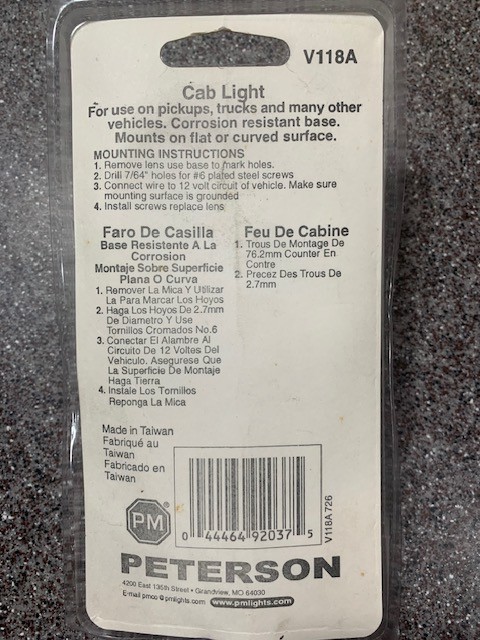 PM Cab Roof Clearance Light V118A pickups trucks and many other vehicles