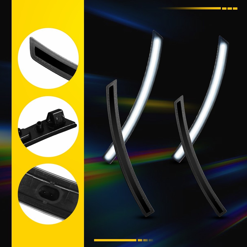 LED White Side Marker Light 2014-2019 Fit Chevrolet Corvette C7 Front+Rear 2Pair