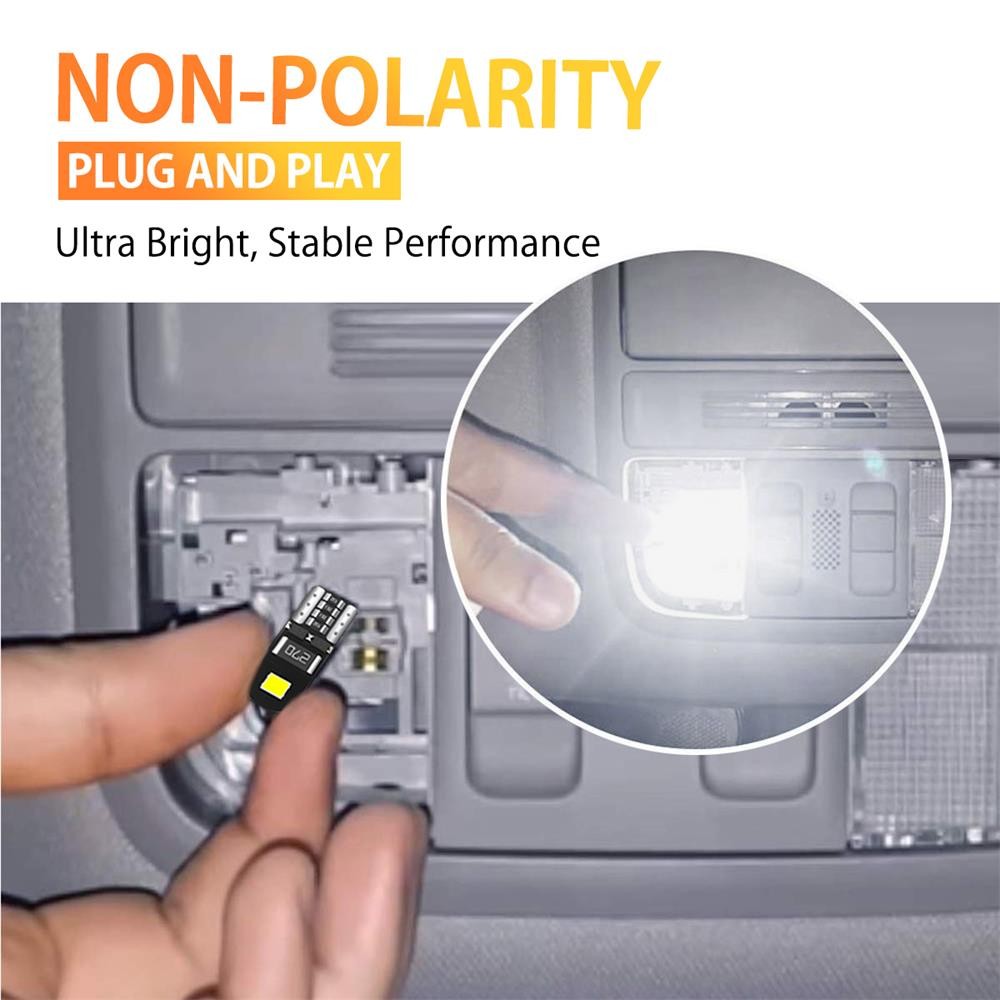 10x Canbus T10 LED License Plate Light Lamp Bulb 168 194 2825 Xenon White 6000K