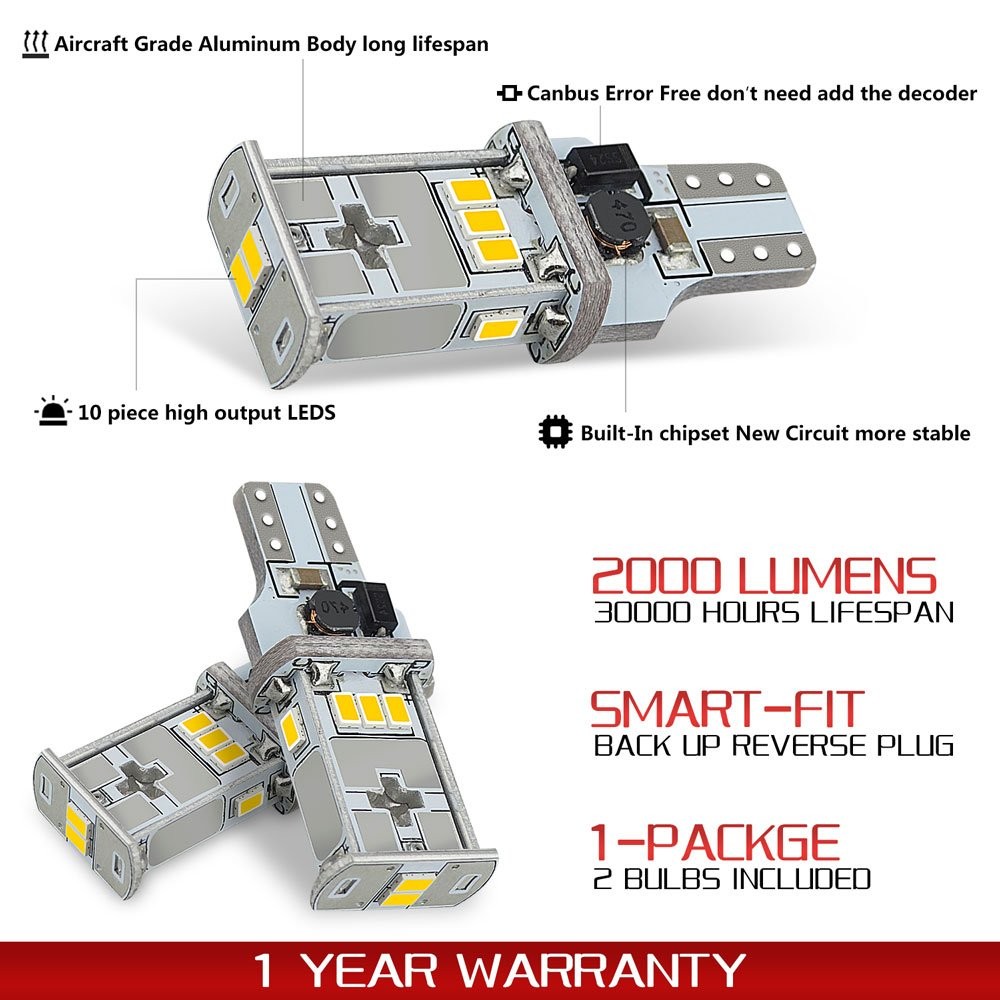 Error Free Canbus 921 912 T15 T16 LED Backup Reverse Signal Light White 6000K