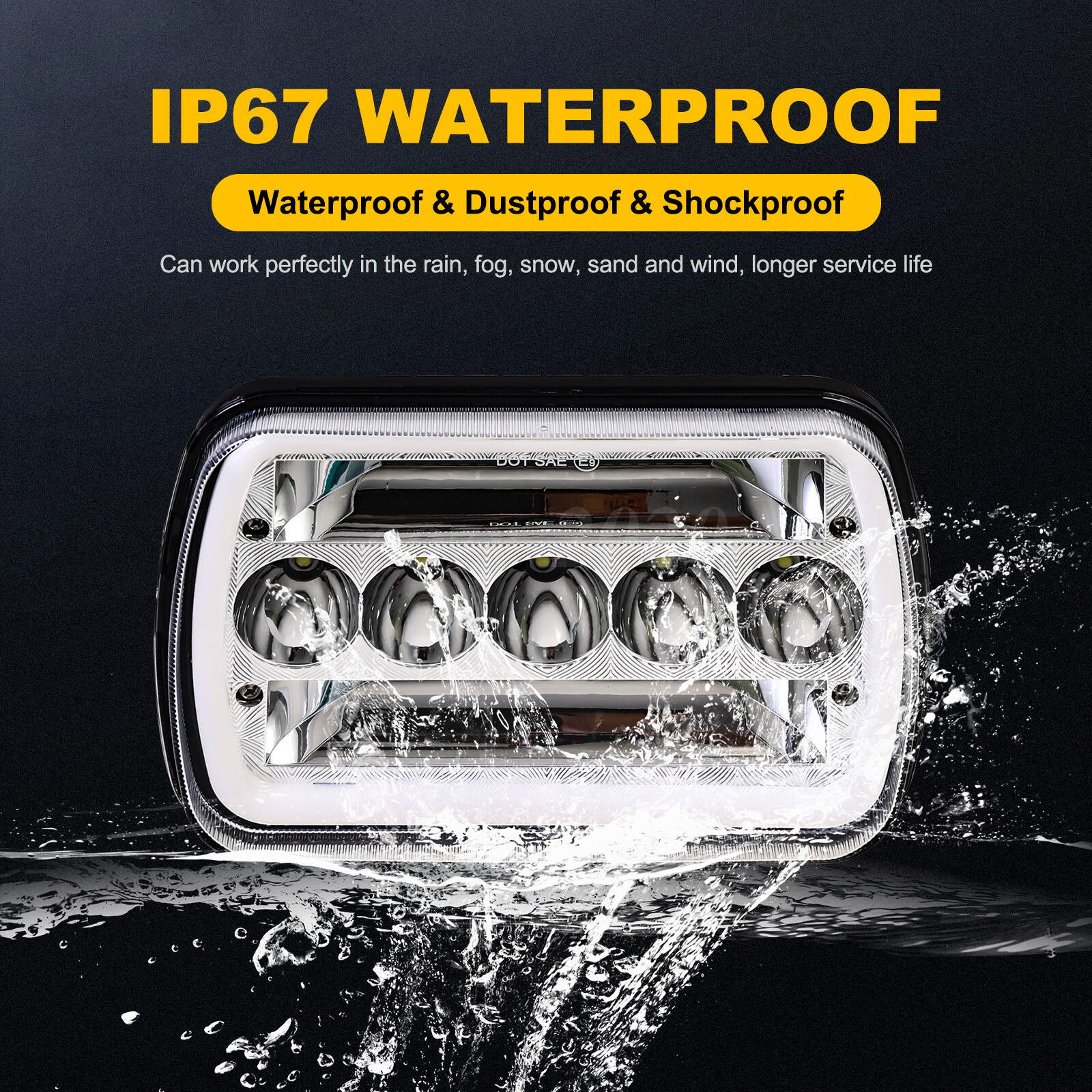 For Chevy Express 1500 2500 3500 Cargo Van Pair 7×6 5×7 LED Headlights Hi/Lo DRL