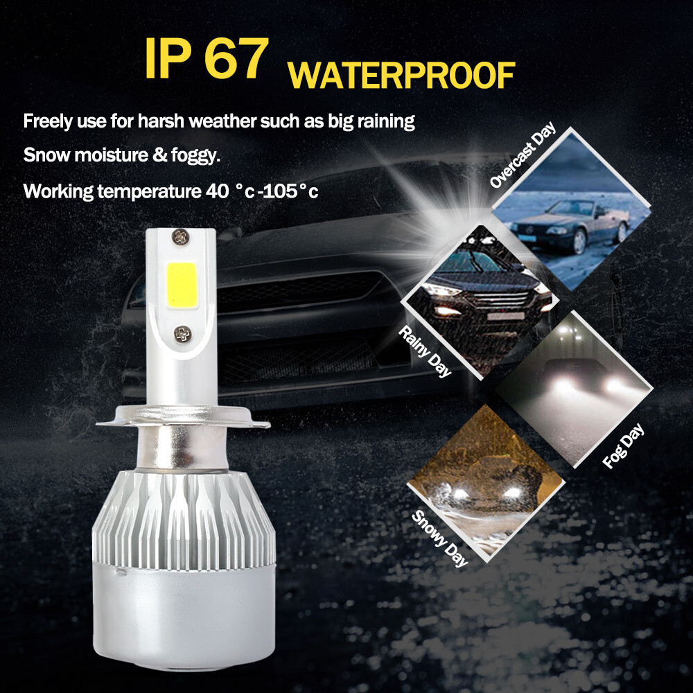2x H7 LED Headlight Bulbs Kit Hi/Lo Beam 280W 720000LM Super Bright 6000K White
