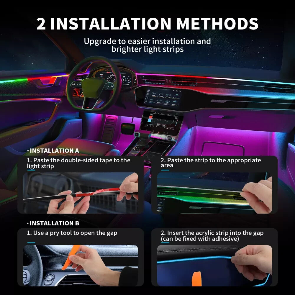 18 IN 1 Full LED Bead Symphony Dream Car Interior Ambient Lighting Wireless Kits