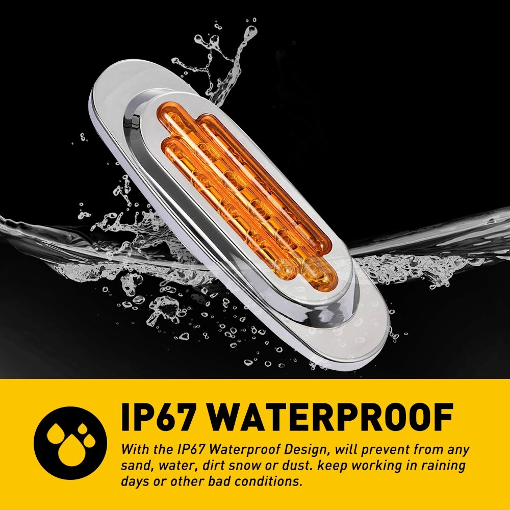 2x Amber 16-LED Side Marker Clearance Lights Waterproof for Trailer Truck RV EXC