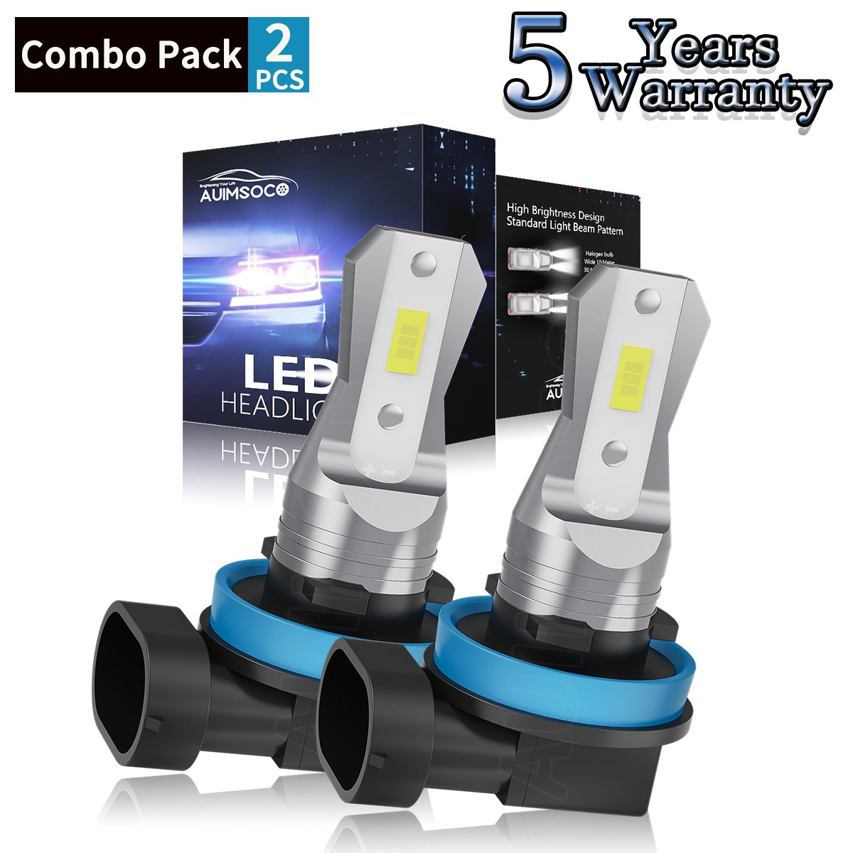 H11 LED Headlight Super Bright White Bulbs Kit 6500K 1200000LM High/Low Beam