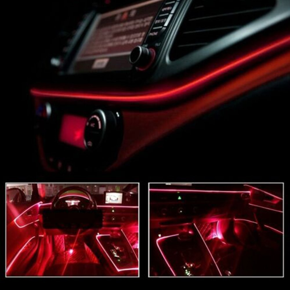 5M Red LED Car Interior Decorative Atmosphere Lamp Wire Strip Light Accessories