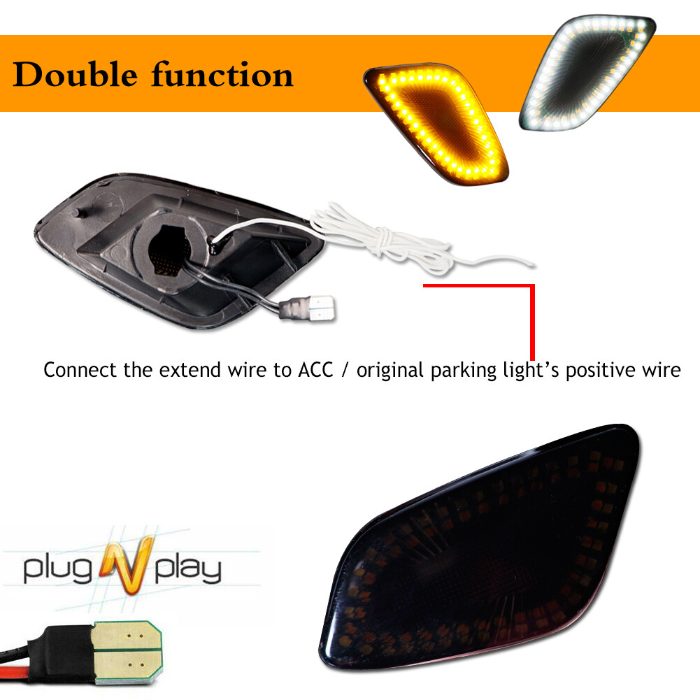 For 1997-2006 Jeep Wrangler Smoke SWITCHBACK LED Amber&White Side Marker Lights