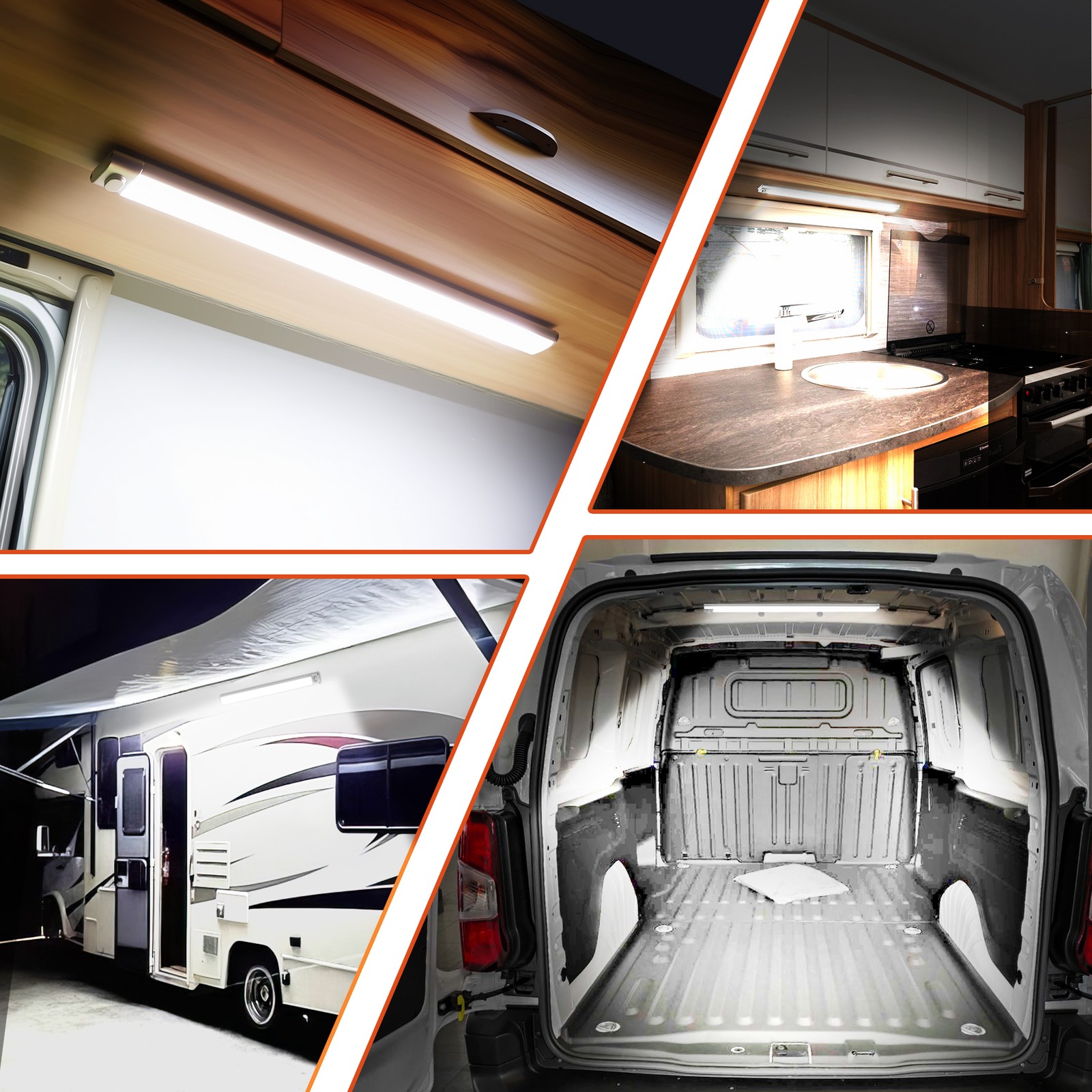 2PCS 16W 168 LED Interior Light Strip On/Off Switch for RV Camper Cargo Van Boat