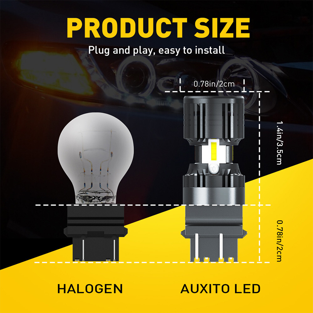 2Pcs 3157 3156 4157 LED Bulbs White with Built-in Resistor Turn Signal Light