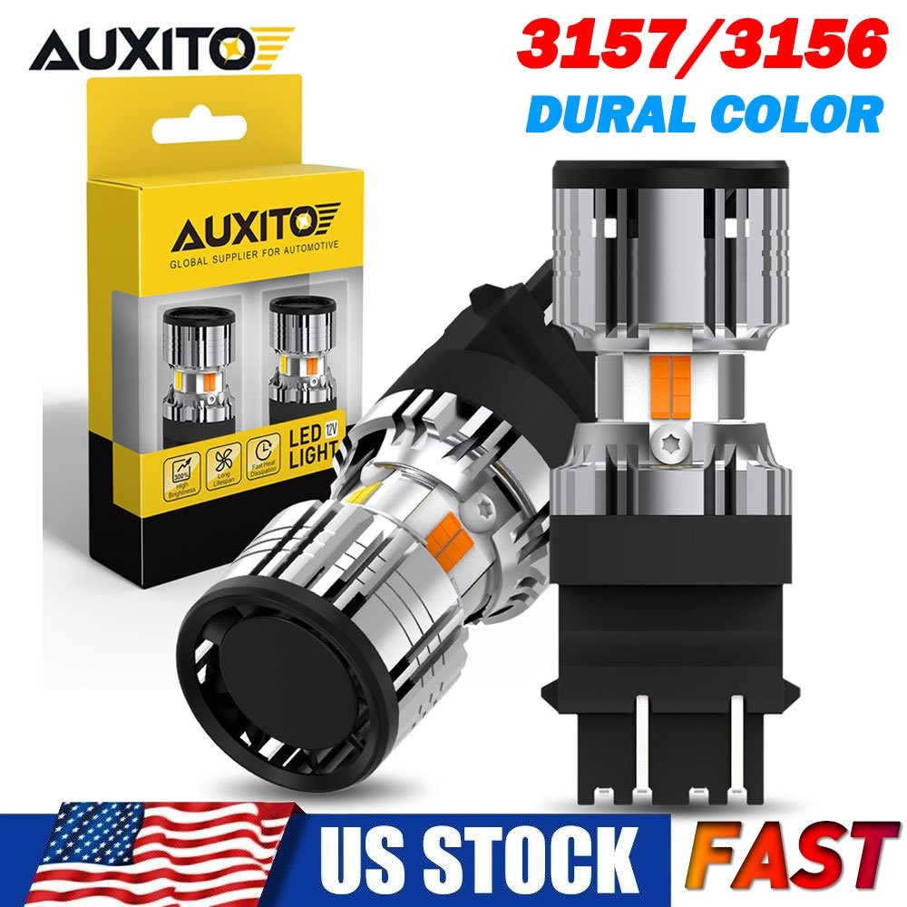 3157 LED DRL White / Amber Switchback Turn Signal Parking Light Bulb 6000K 3000K