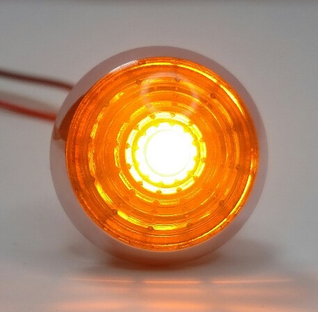 Pair 1-1/4″ Dual Function Amber LED Marker Light VTG/Classic Mini Moon Chrome
